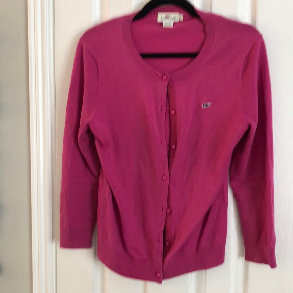 Vineyard Vines Pink Crewneck Cardigan